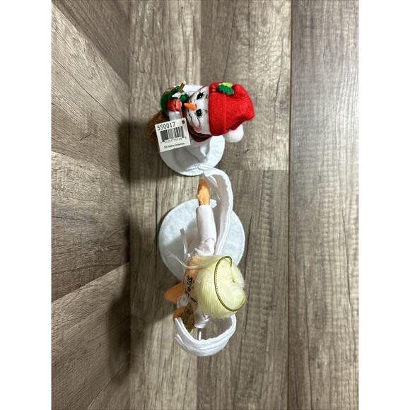 Annalee Angel Holding Star 7.5” And Snowman With Broom 5” Festive Snowman HTF - Picture 5 of 7